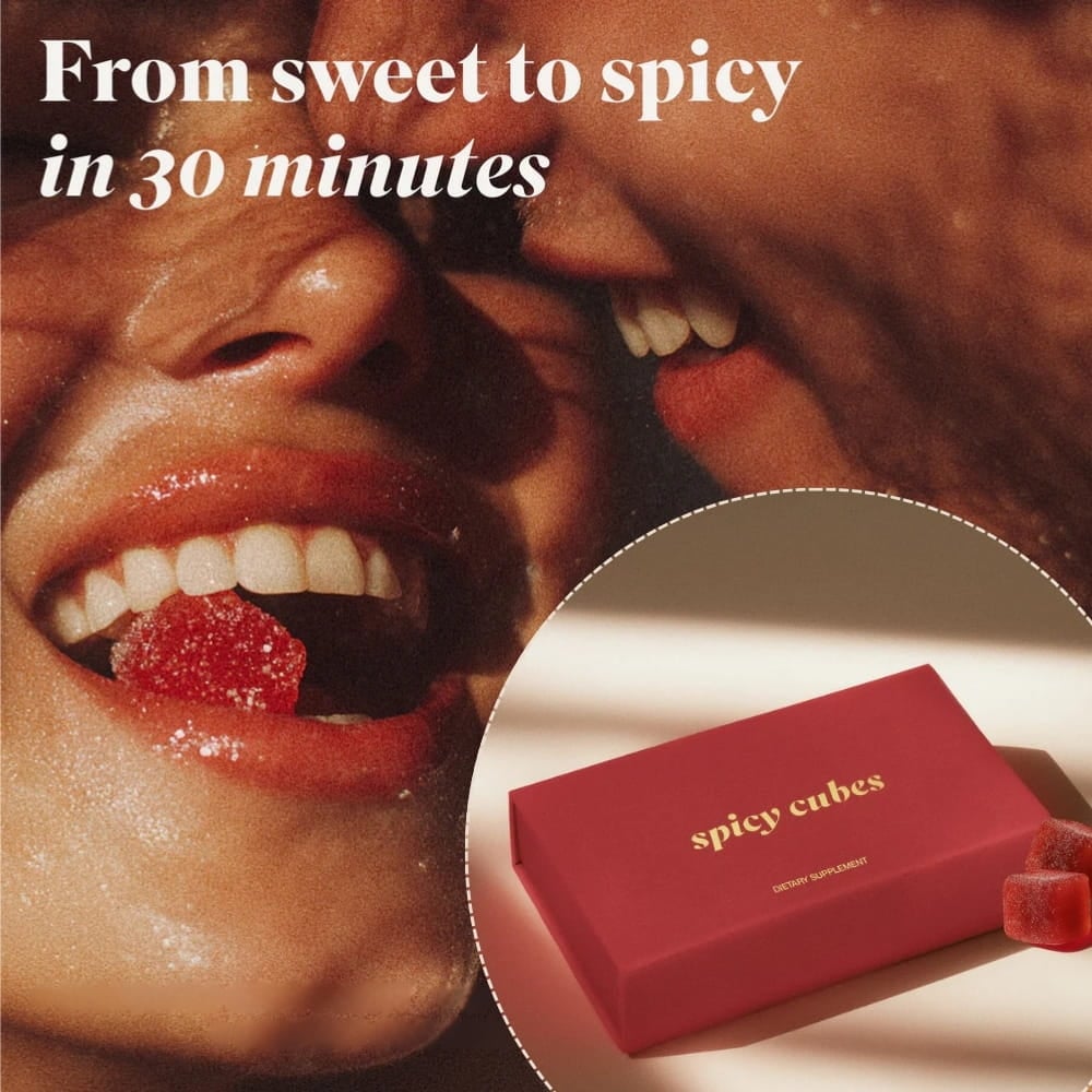 Spicy Cubes Hot Peach gummies shared during an evening together
