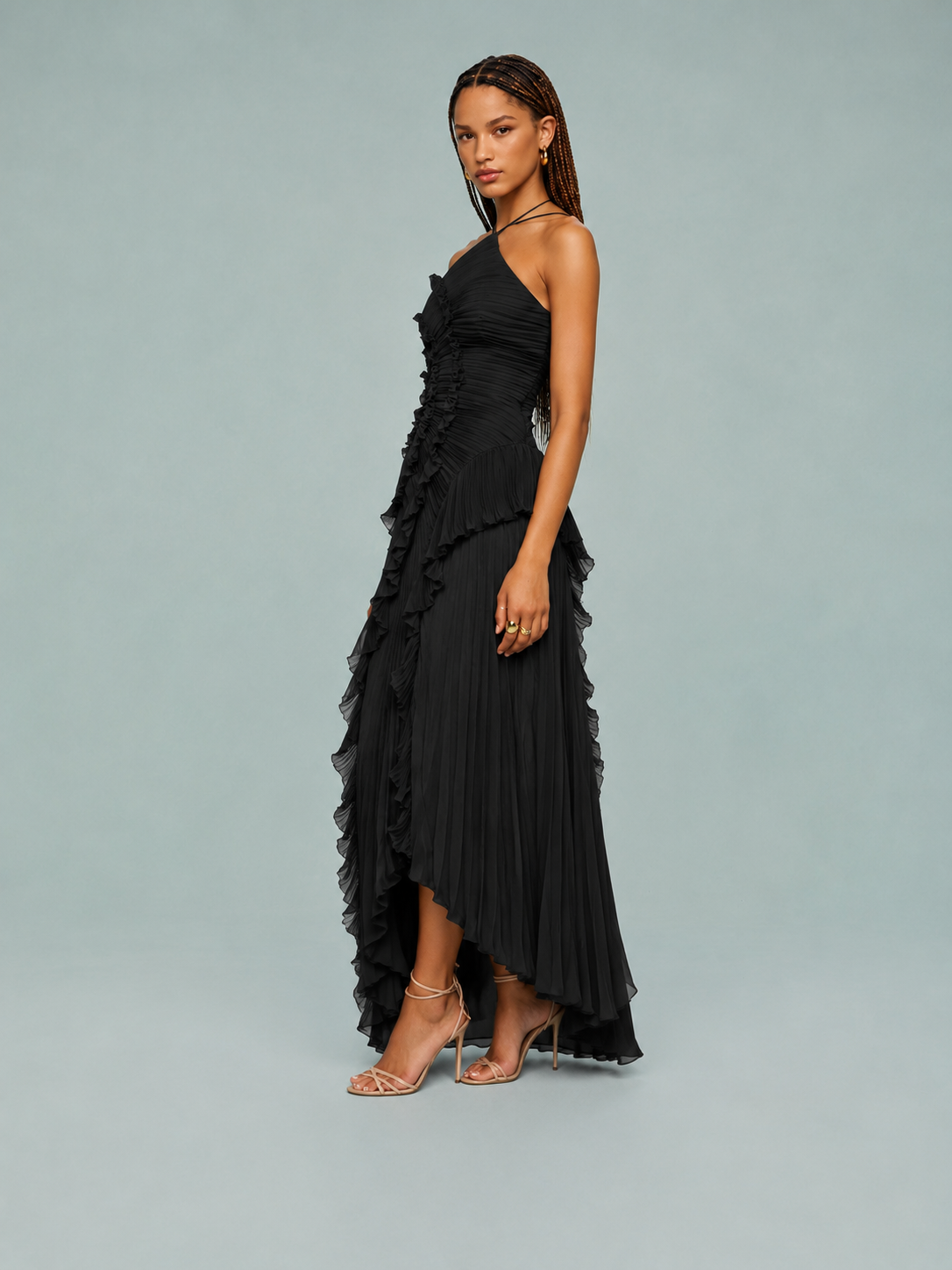 Caroline | Women's Ruched Halterneck Maxi Dress