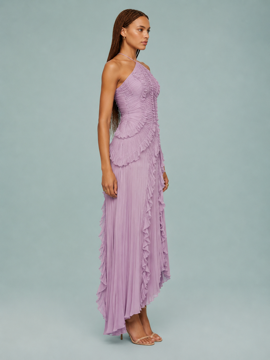 Caroline | Women's Ruched Halterneck Maxi Dress