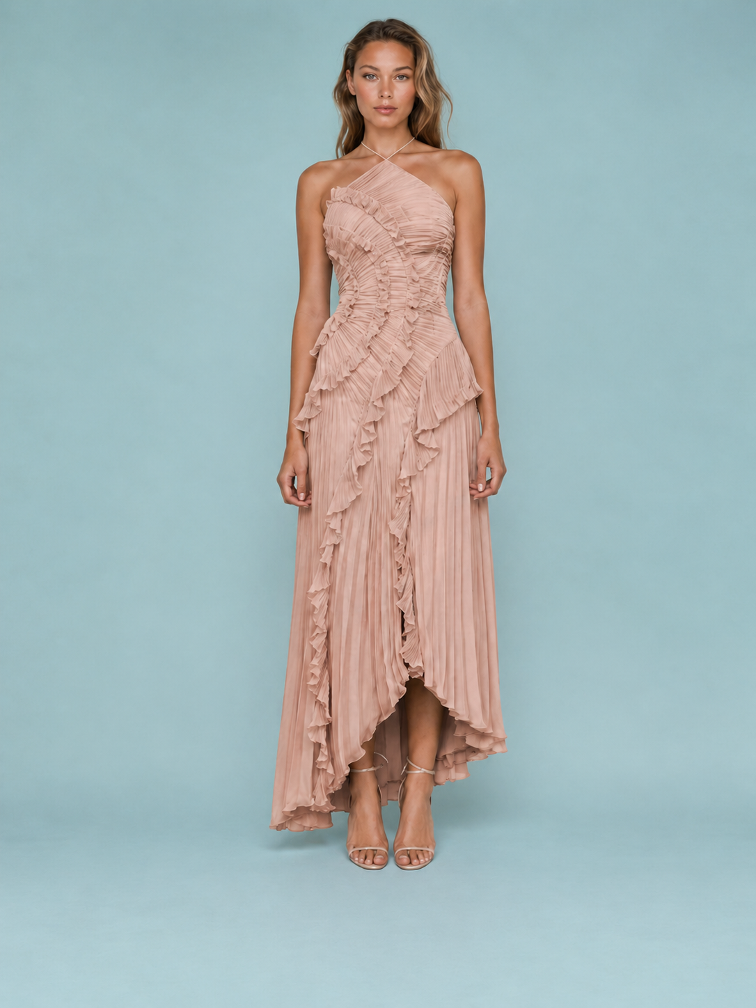 Caroline | Women's Ruched Halterneck Maxi Dress