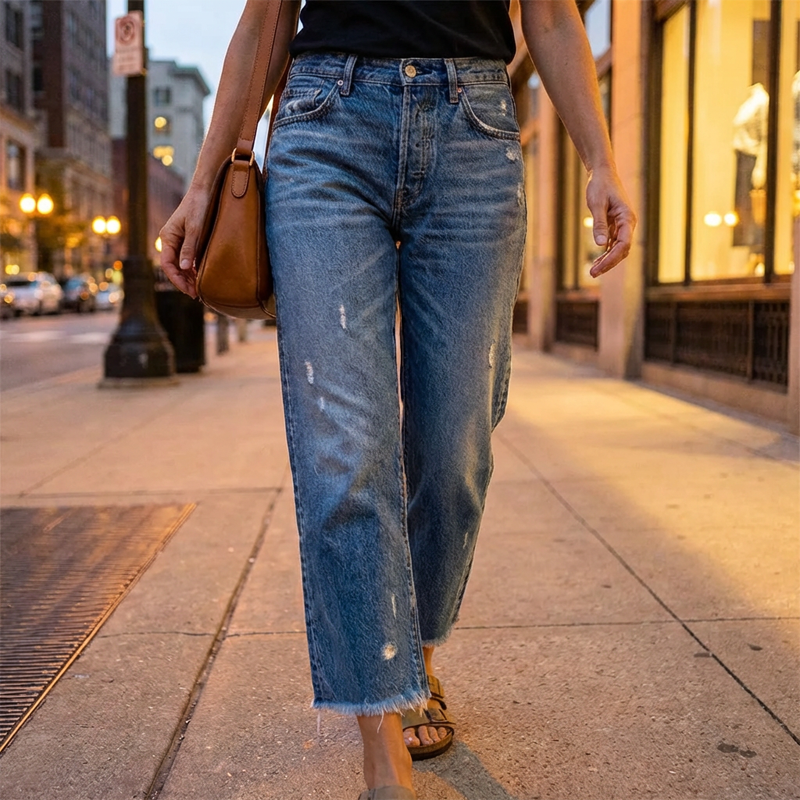 Frances | Women's Distressed Ripped Straight Leg Jeans