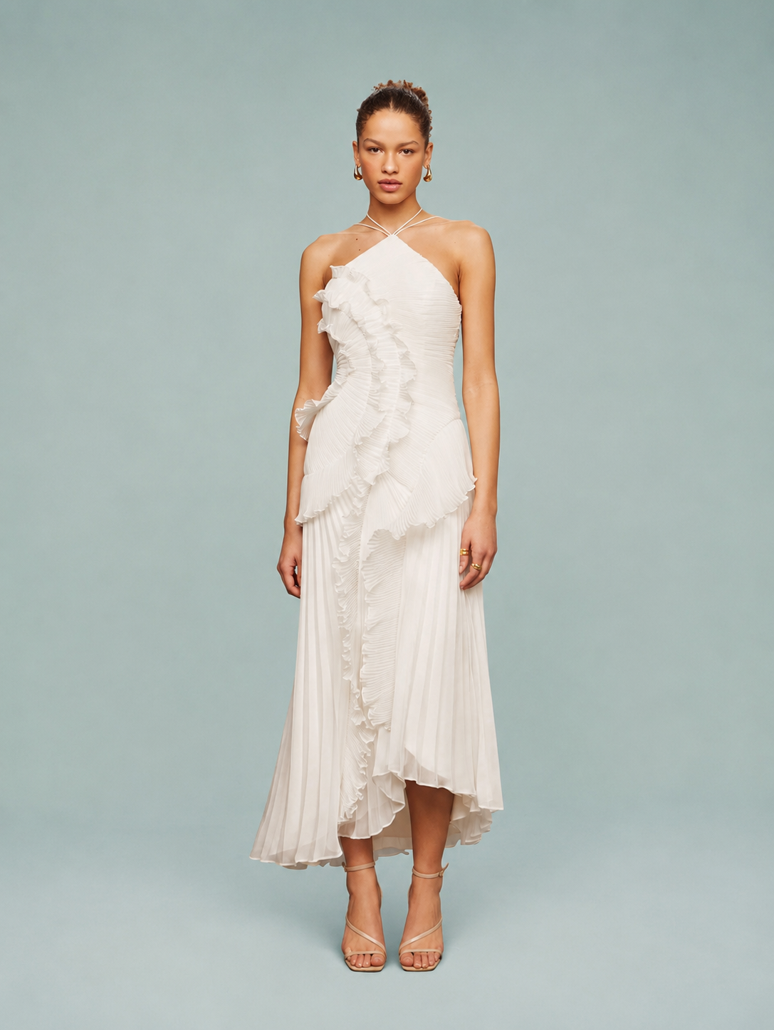Caroline | Women's Ruched Halterneck Maxi Dress