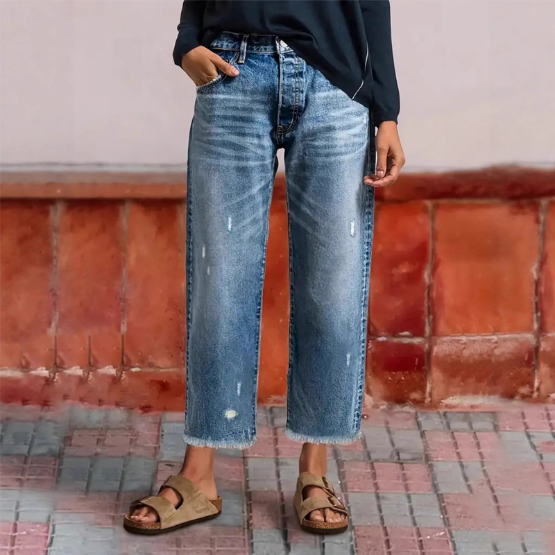 Frances | Women's Distressed Ripped Straight Leg Jeans
