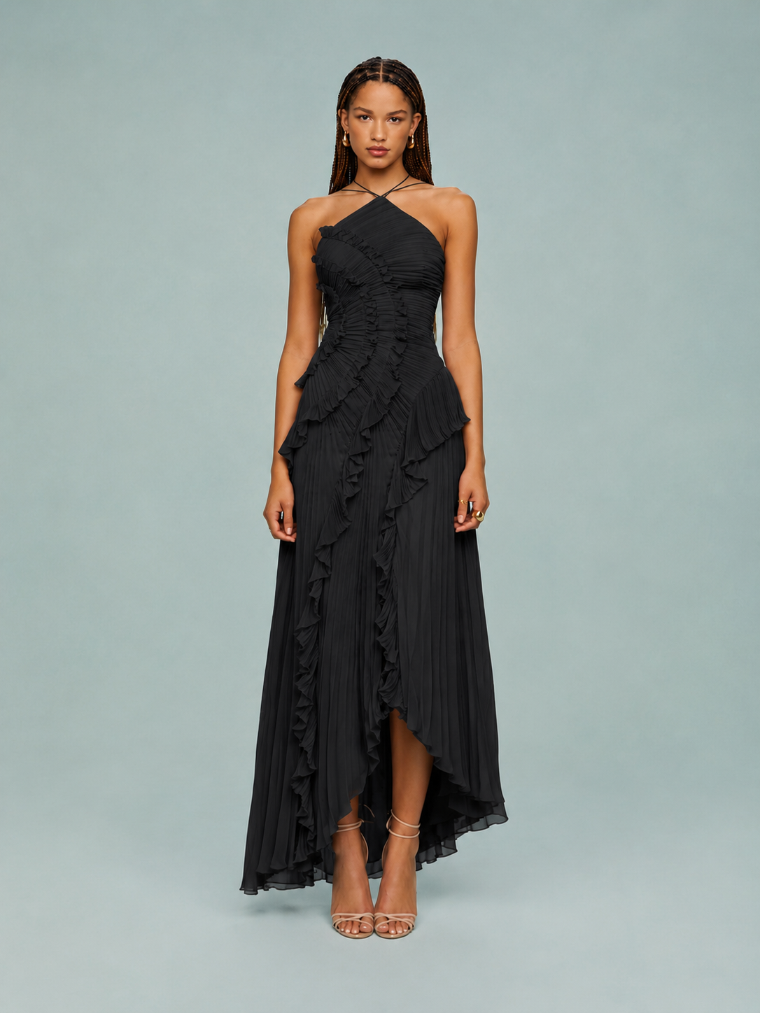 Caroline | Women's Ruched Halterneck Maxi Dress