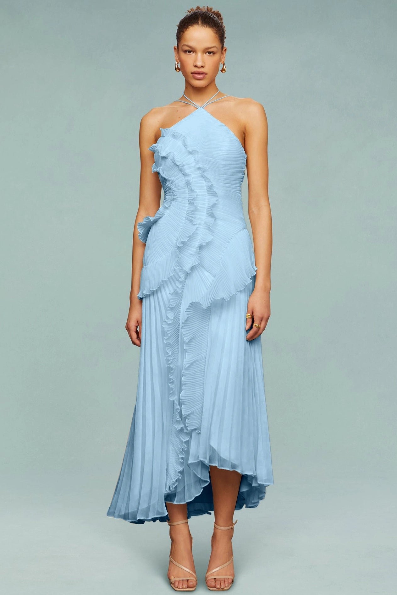 Caroline | Women's Ruched Halterneck Maxi Dress