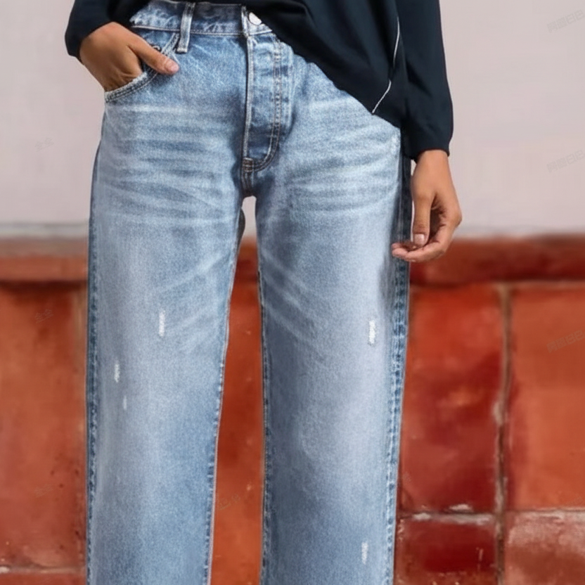 Frances | Women's Distressed Ripped Straight Leg Jeans