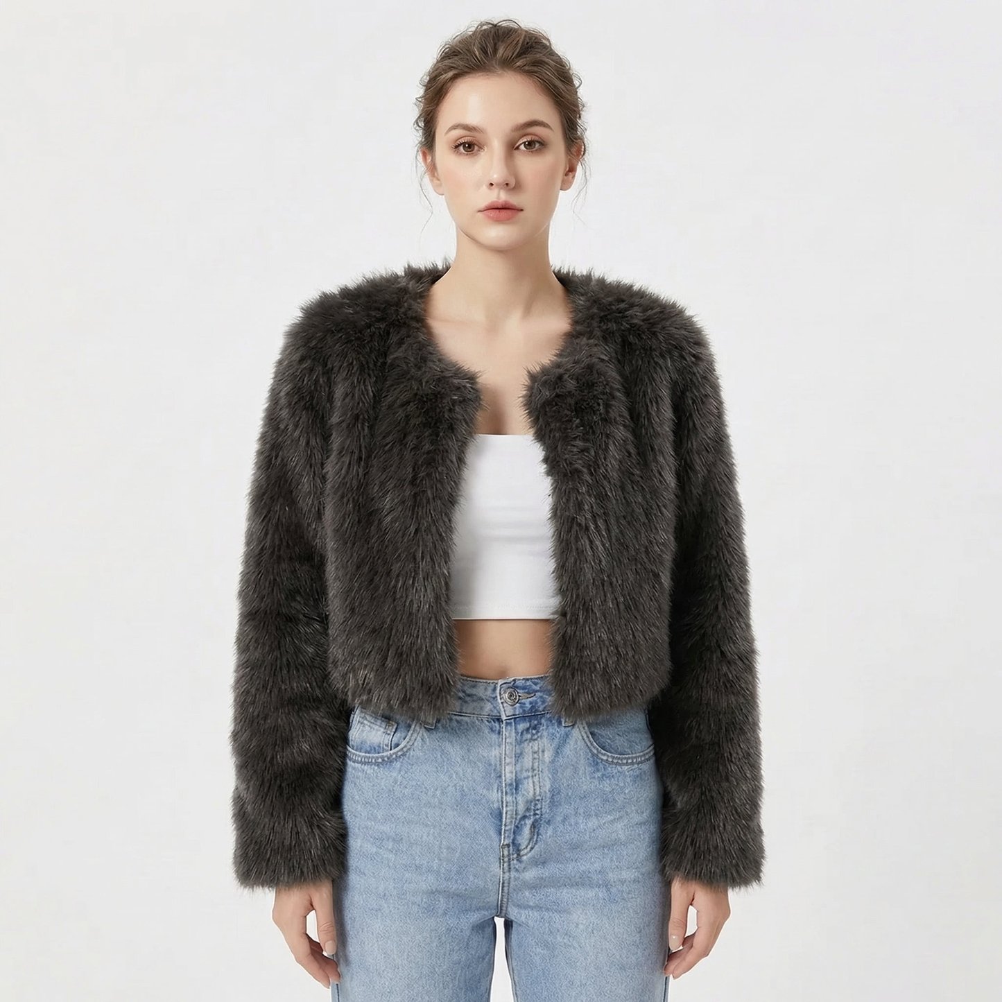 Lindsay | Women's Luxe Cropped Faux Fur Jacket