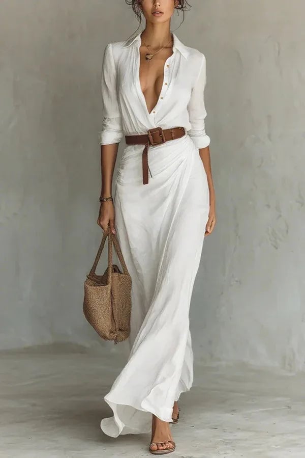 Georgia | Women's Belted Wrap Maxi Wedding Guest Dress