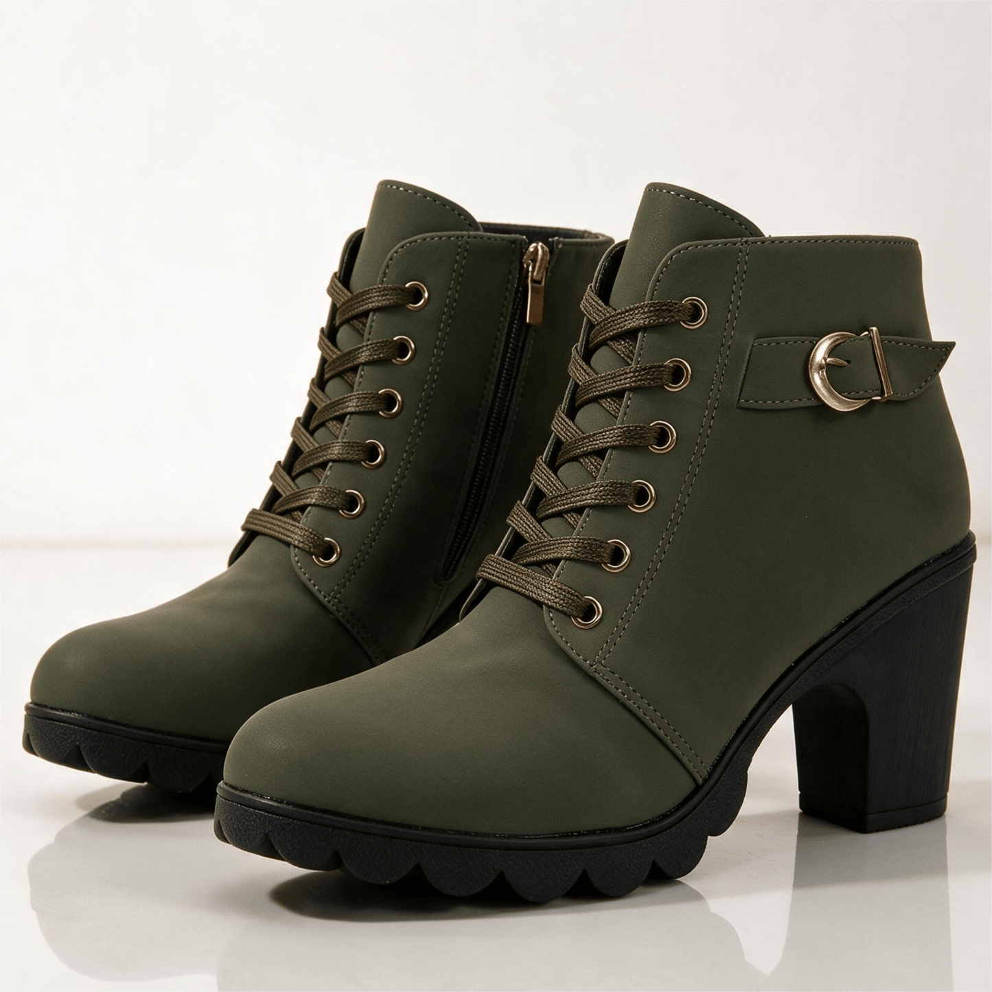 Natasha | Women's Lace-Up Block Heel Ankle Boots