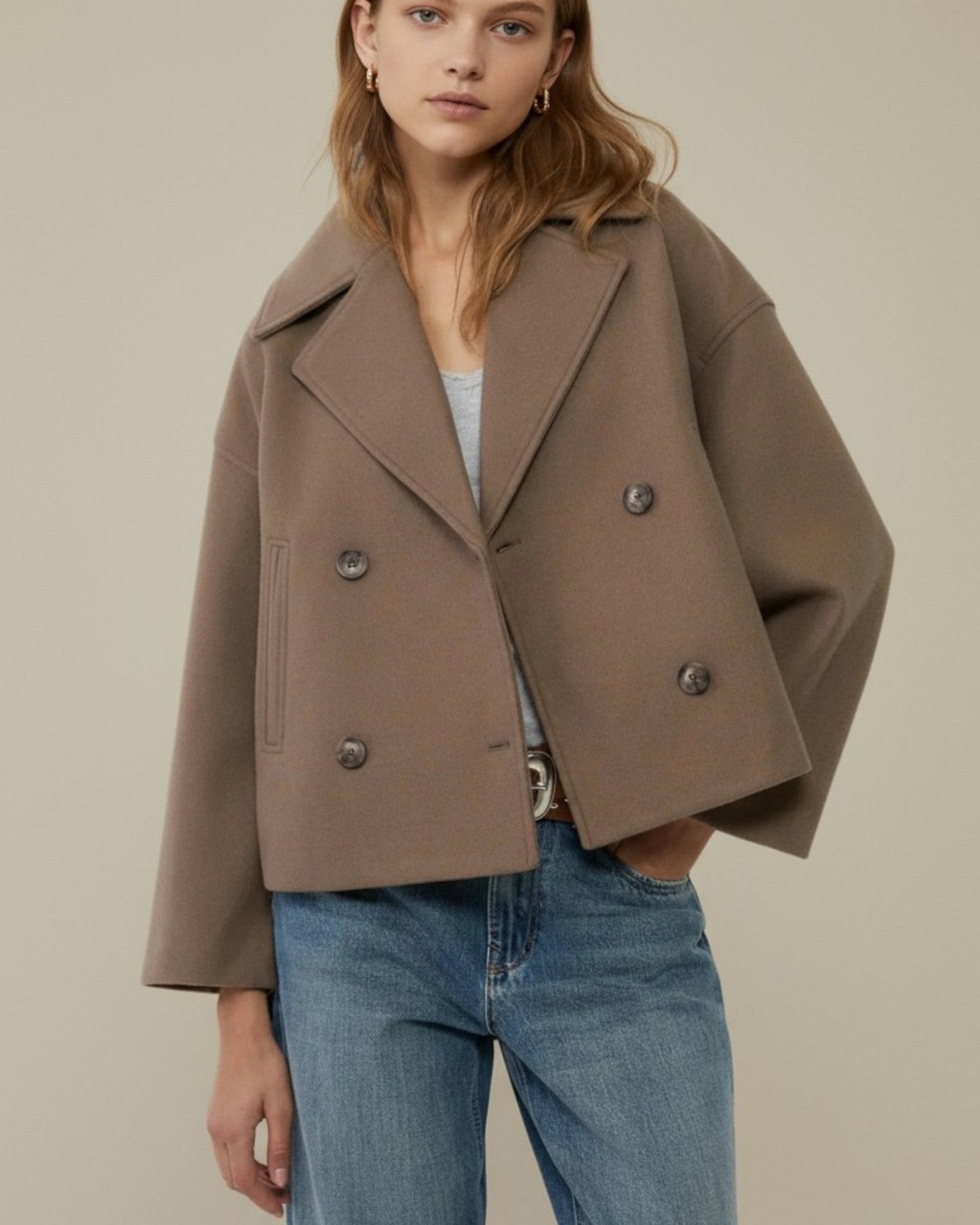 Amber | Women's Tailored Button-Front Pea Coat