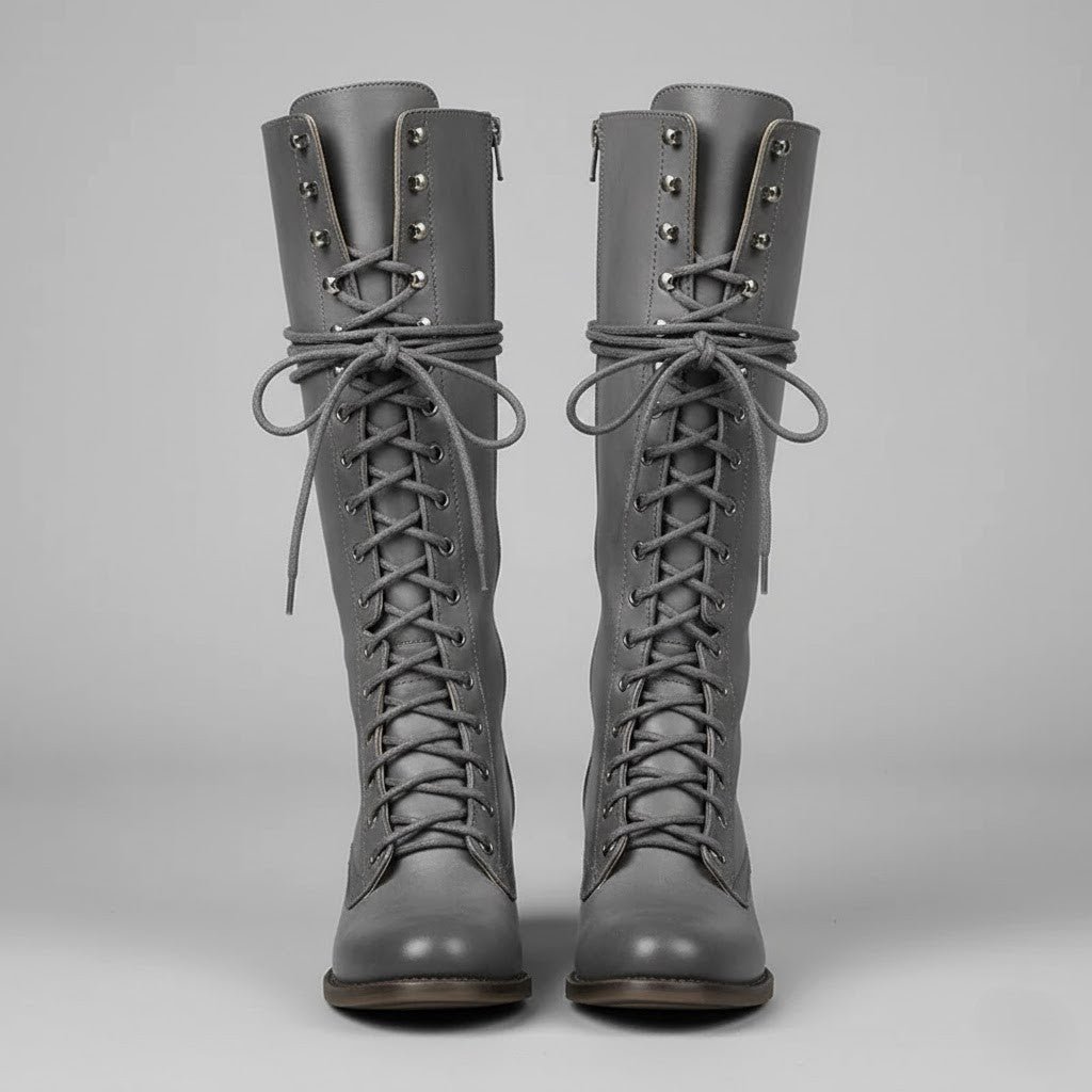 Isabella | Women's Lace-Up Block Heel Knee High Boots