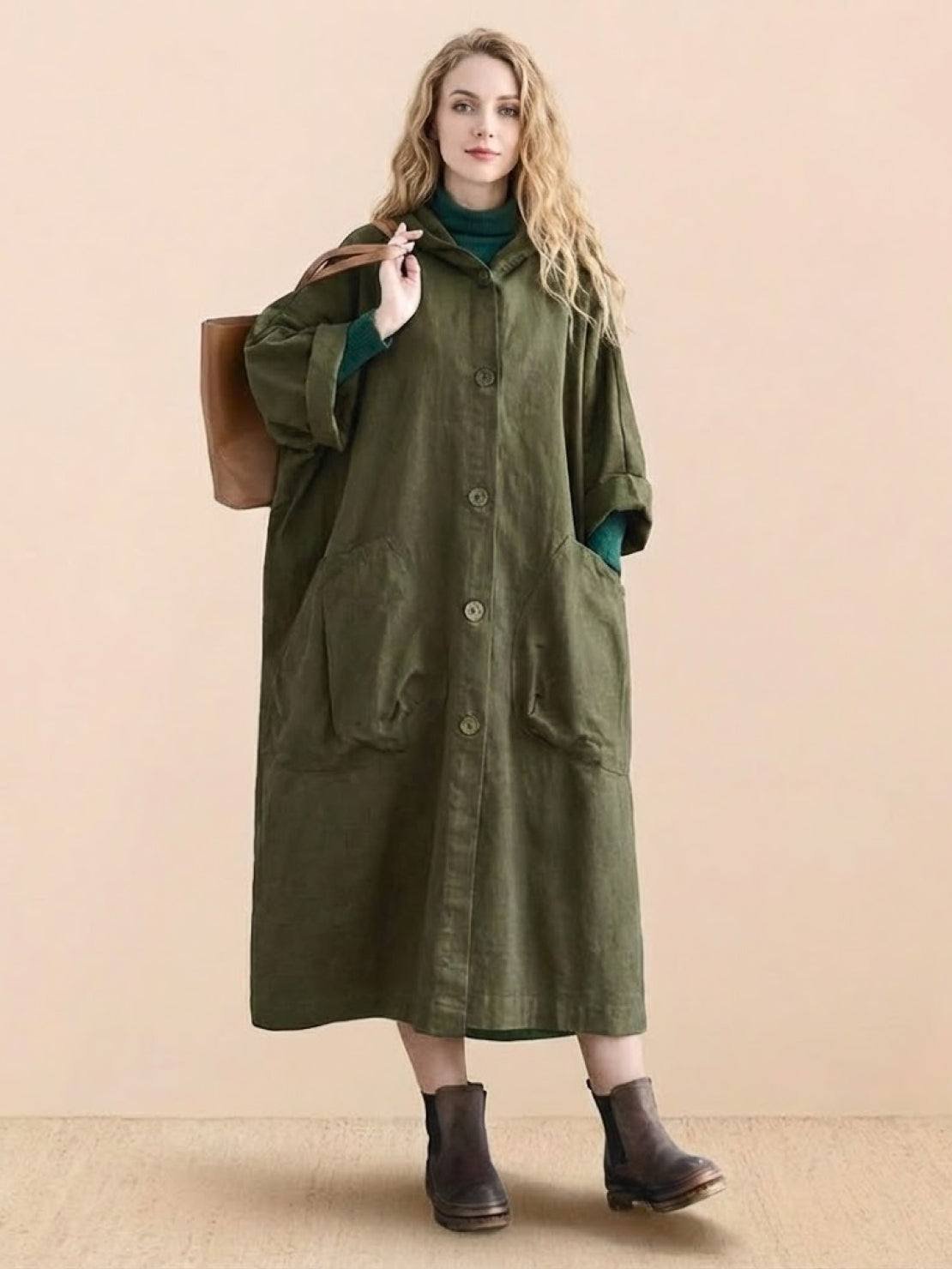 Emma | Women's Oversized Long Coat with Hood