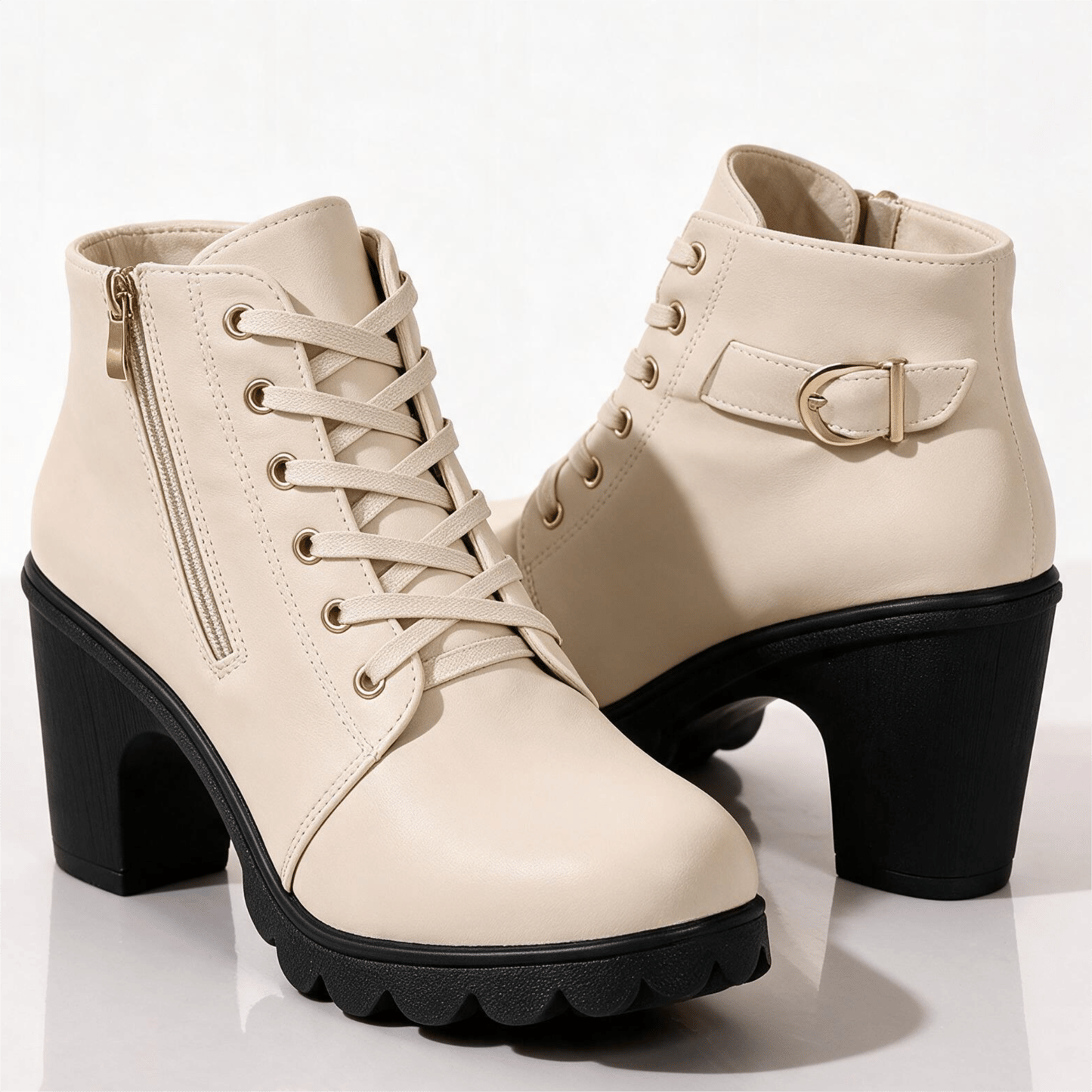 Natasha | Women's Lace-Up Block Heel Ankle Boots
