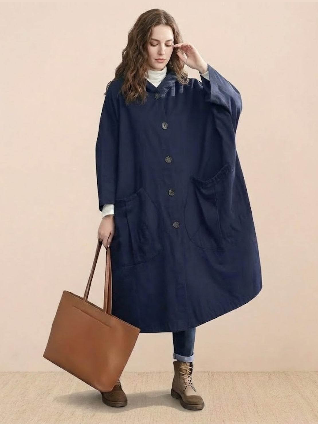 Emma | Women's Oversized Long Coat with Hood
