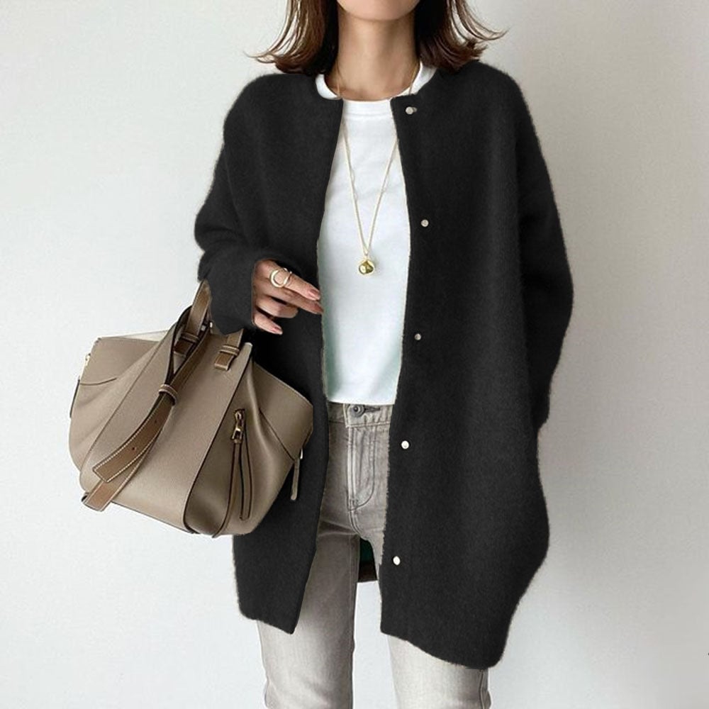Fiona | Women's Button-Front Wool Long Cardigan