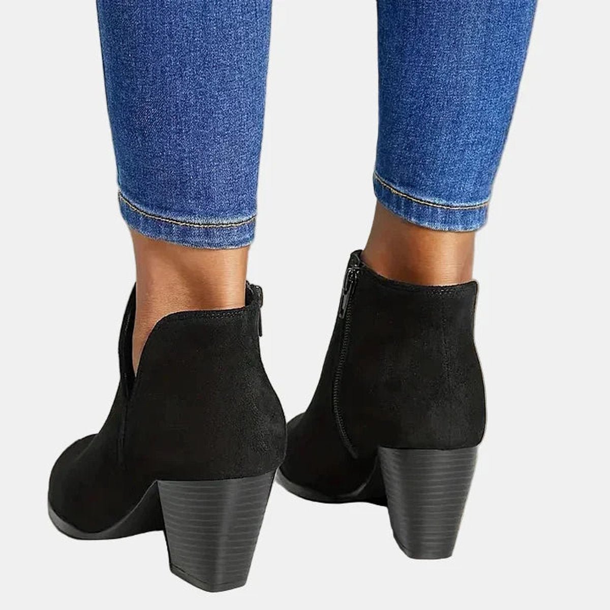 Sharon | Women's Zippered Suede Heeled Ankle Boots