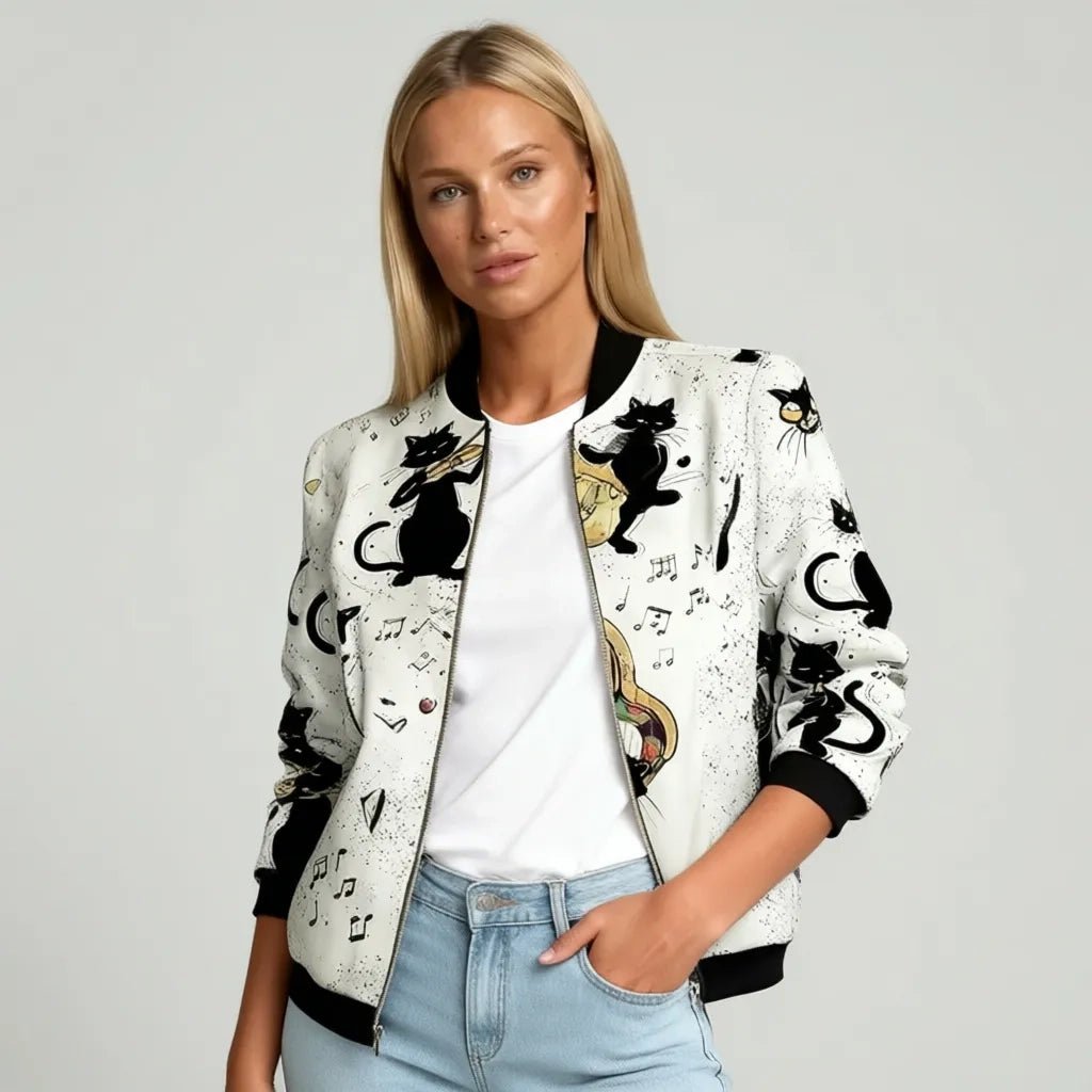 Isla | Women's Printed Zip-Up Bomber Jacket
