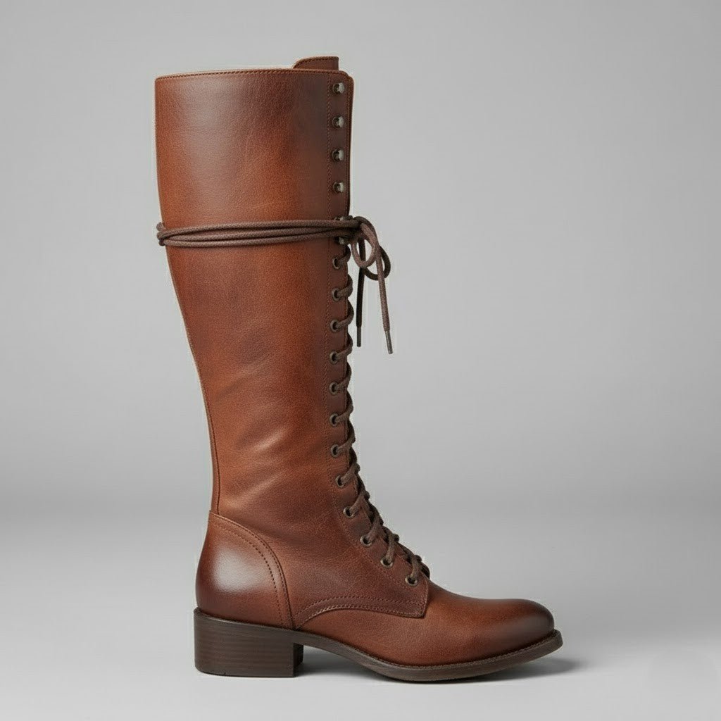 Isabella | Women's Lace-Up Block Heel Knee High Boots
