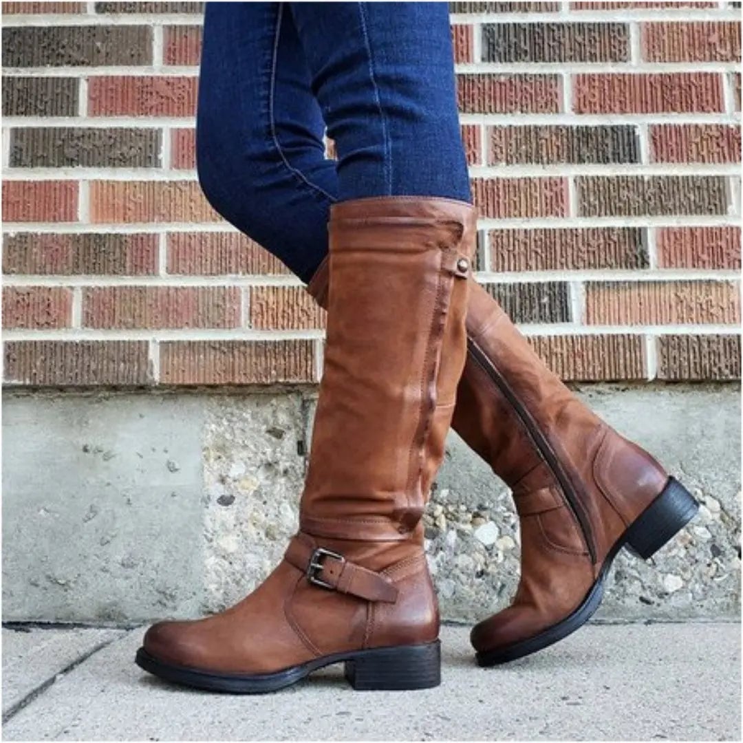 Joanne | Women's Buckled Knee High Riding Boots