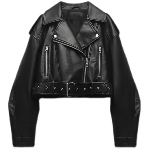 Camilla | Women's Cropped Leather Moto Jacket