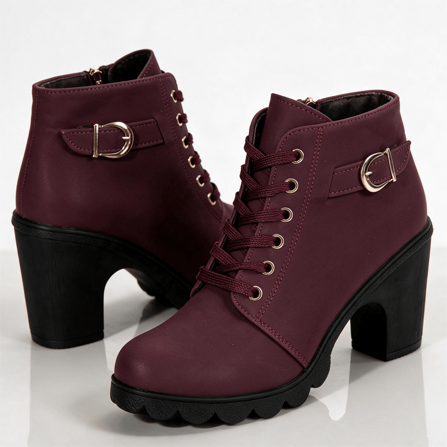 Natasha | Women's Lace-Up Block Heel Ankle Boots