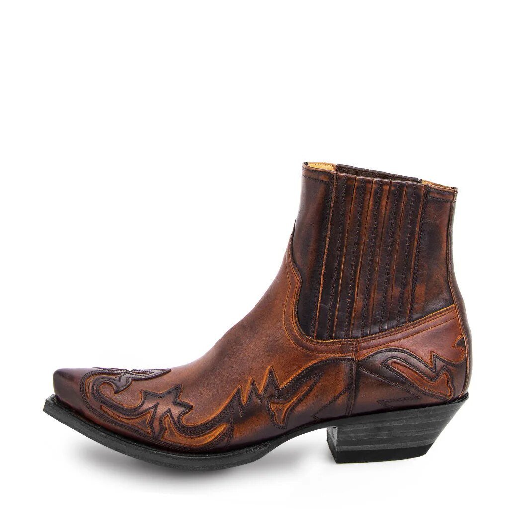 Natasha | Women's Embroidered Leather Cowboy Ankle Boots