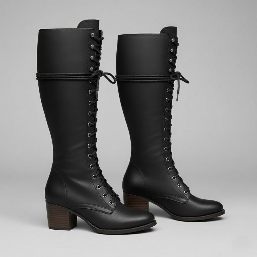 Isabella | Women's Lace-Up Block Heel Knee High Boots