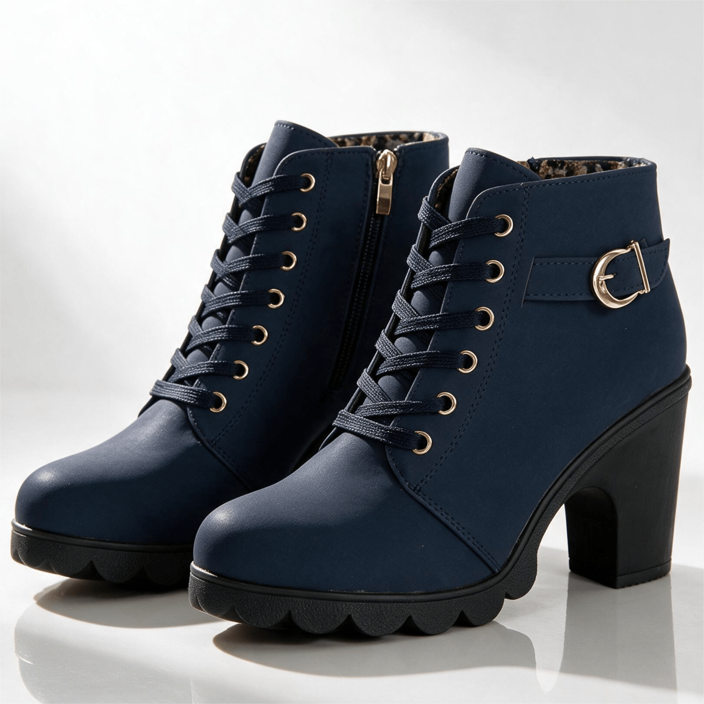 Natasha | Women's Lace-Up Block Heel Ankle Boots