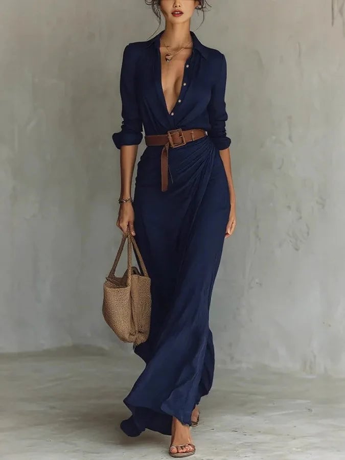 Georgia | Women's Belted Wrap Maxi Wedding Guest Dress