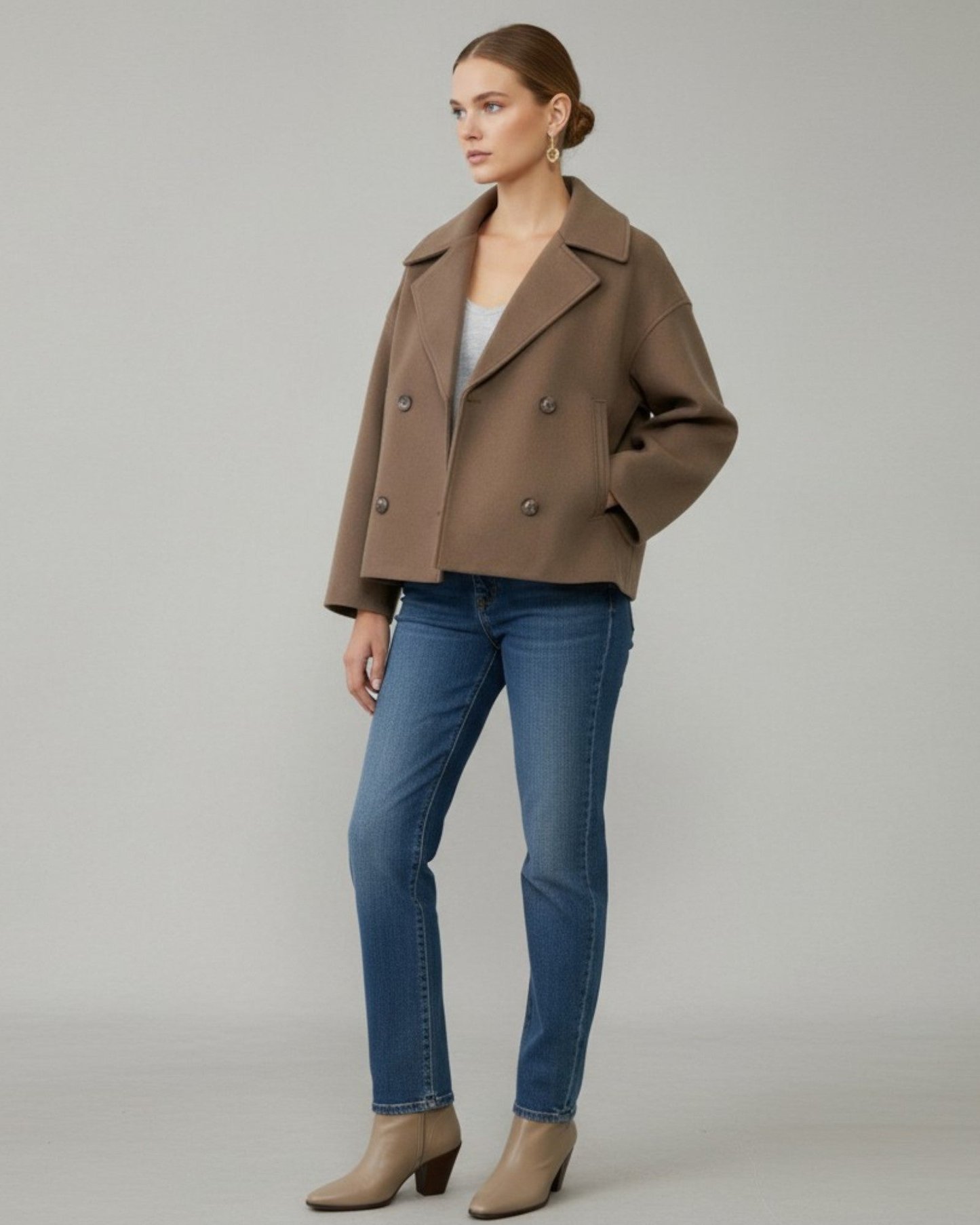 Amber | Women's Tailored Button-Front Pea Coat
