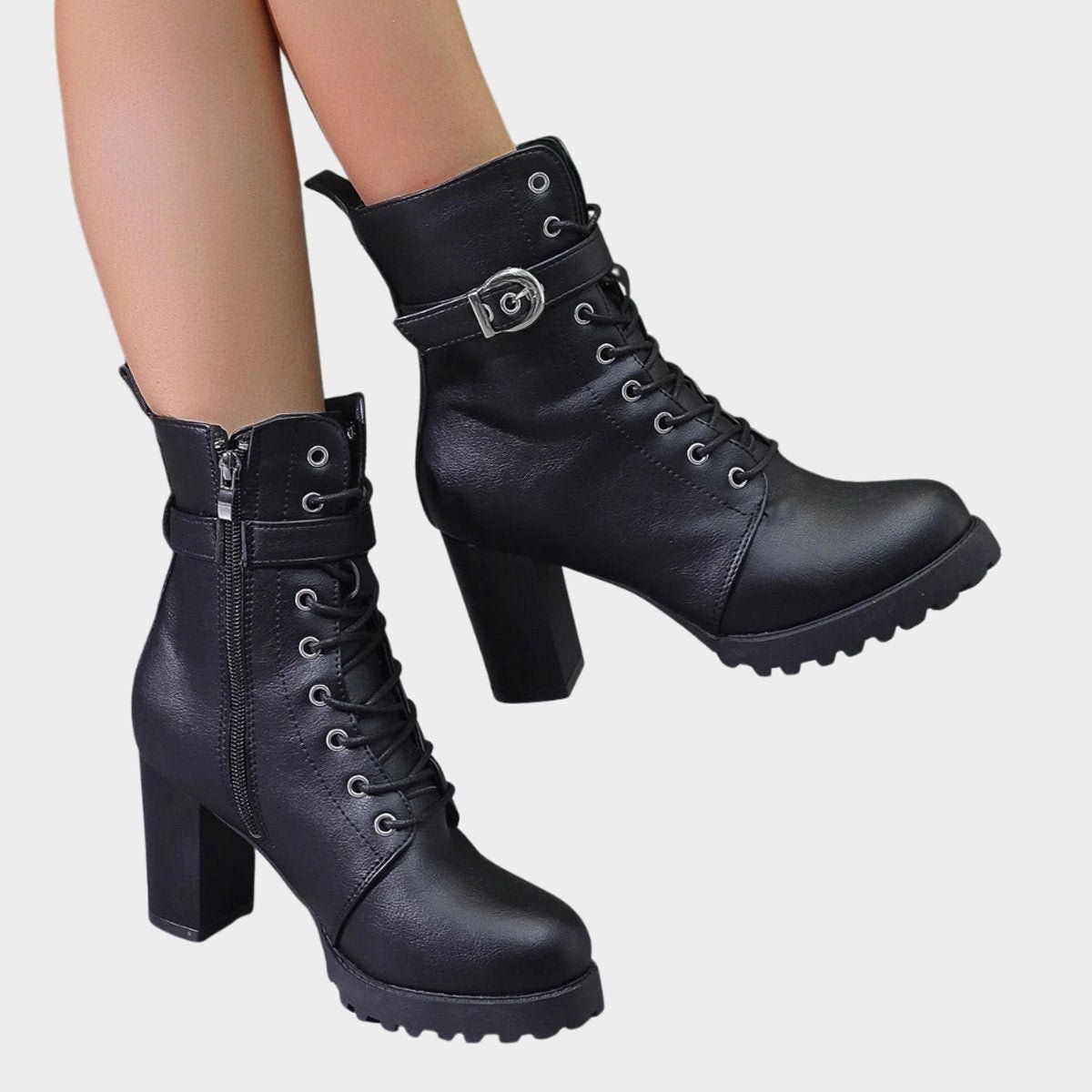 Fenella | Women's Lace-Up Heeled Combat Boots