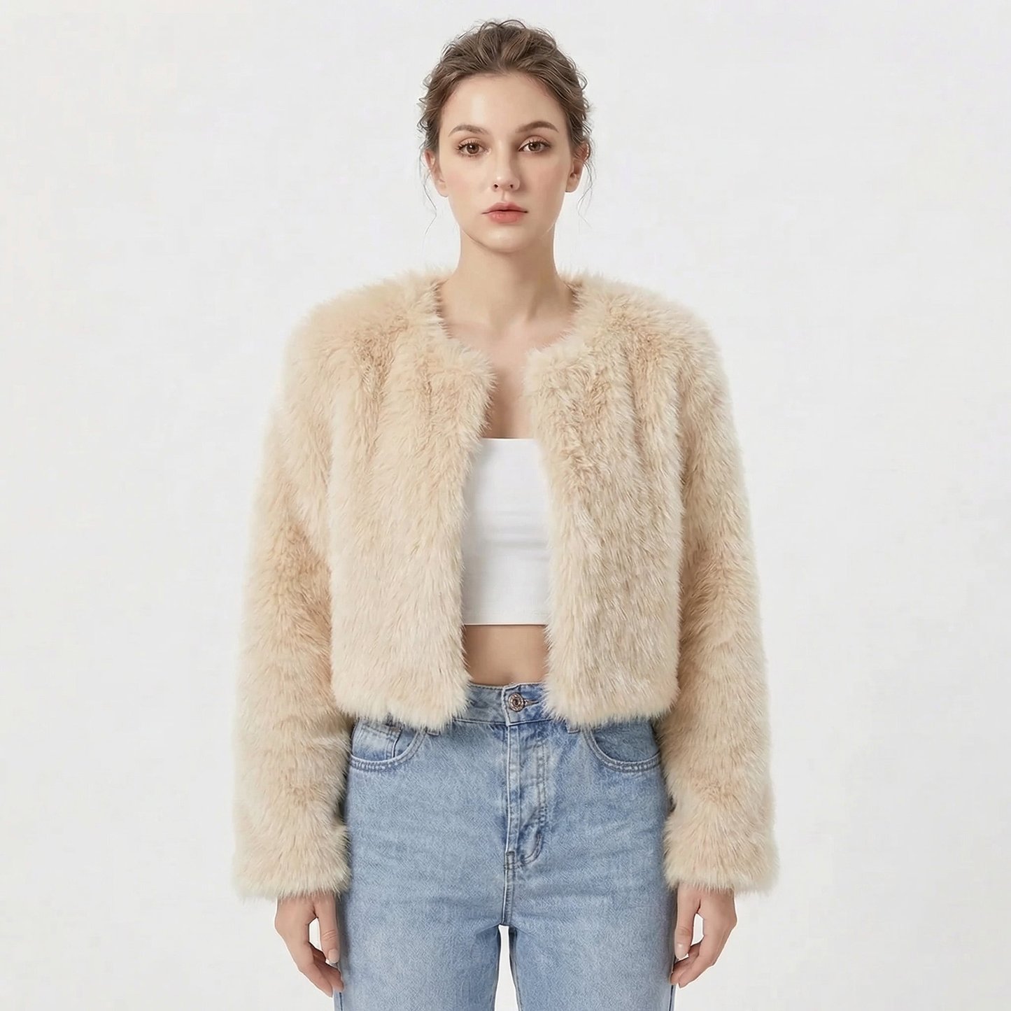 Lindsay | Women's Luxe Cropped Faux Fur Jacket