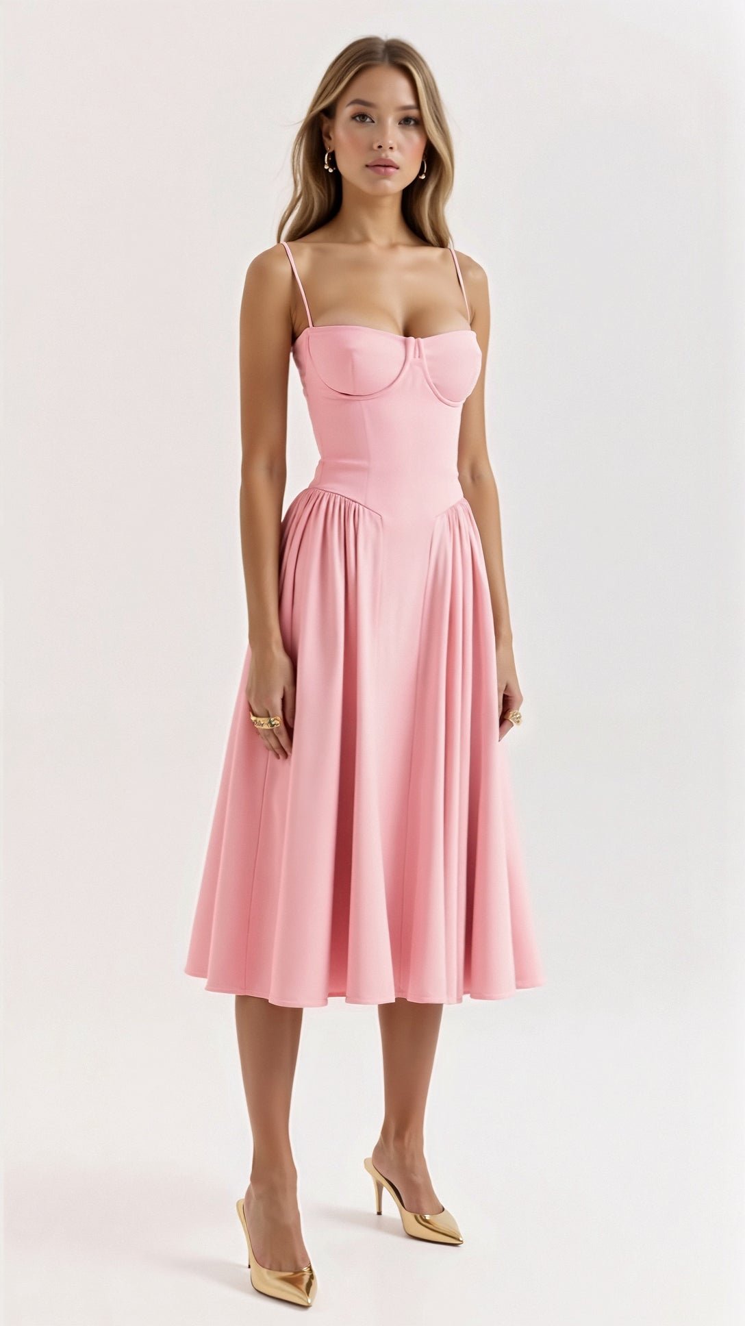 Lucy | Women's Sweetheart Flared Midi Dress