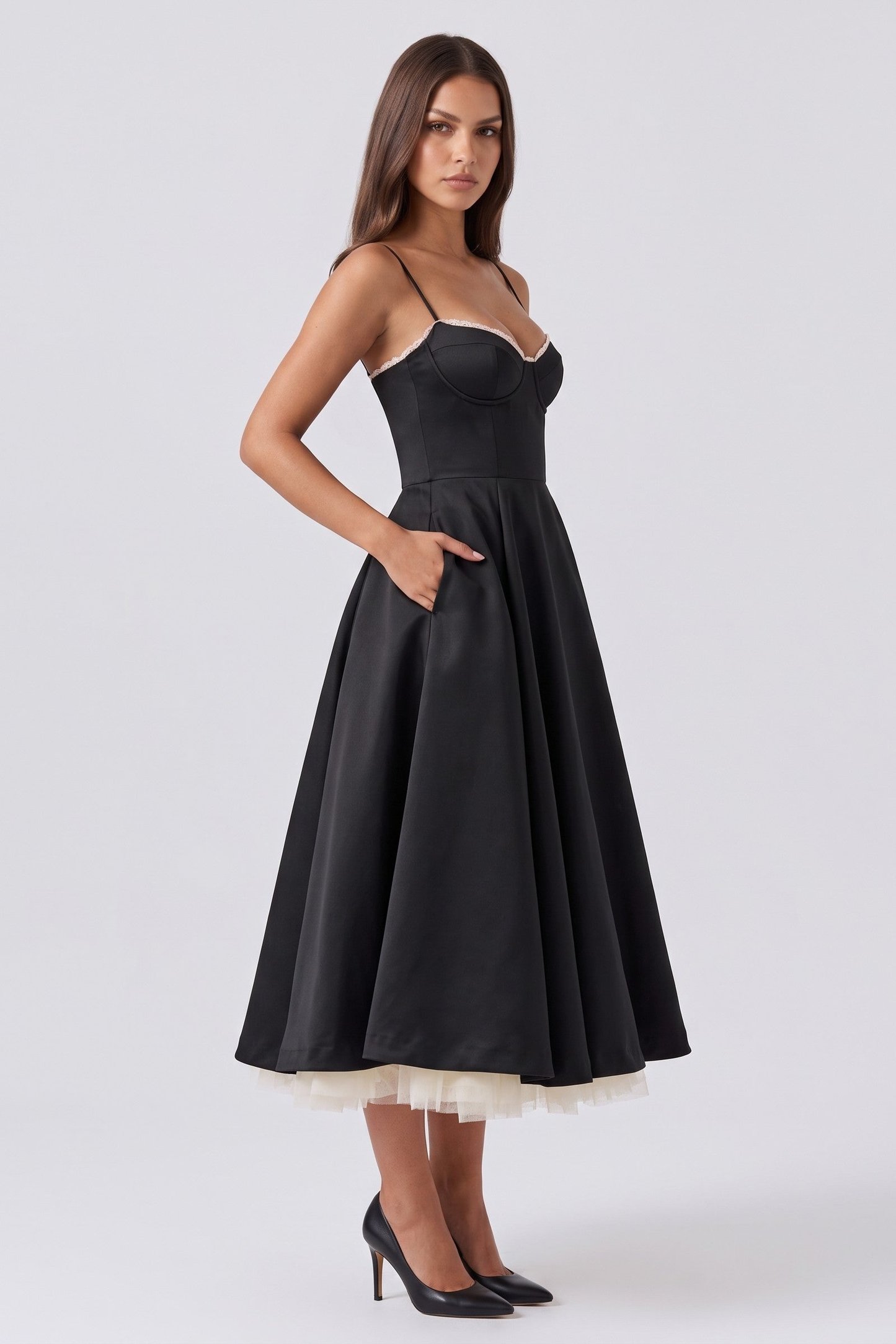 Lesley | Women's Sweetheart Tulle Midi Dress