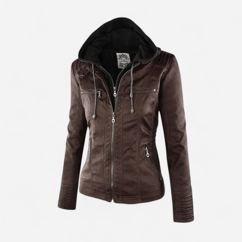 Summer | Women's Hooded Zip-Up Leather Jacket