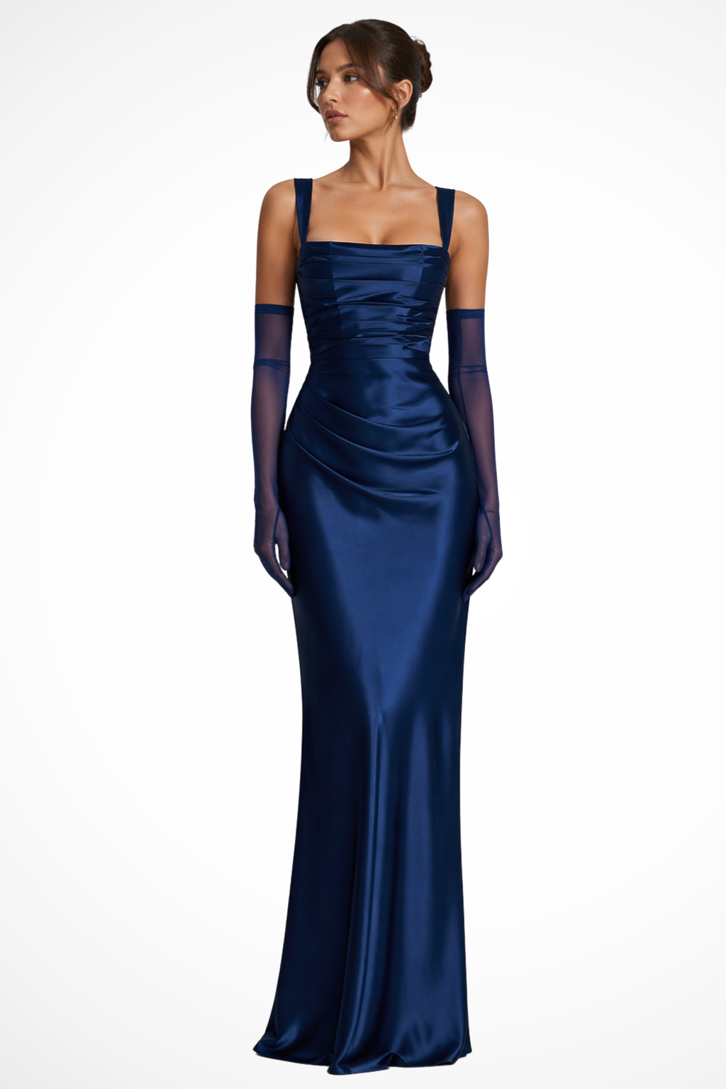 Karen | Women's Ruched Satin Maxi Wedding Guest Dress