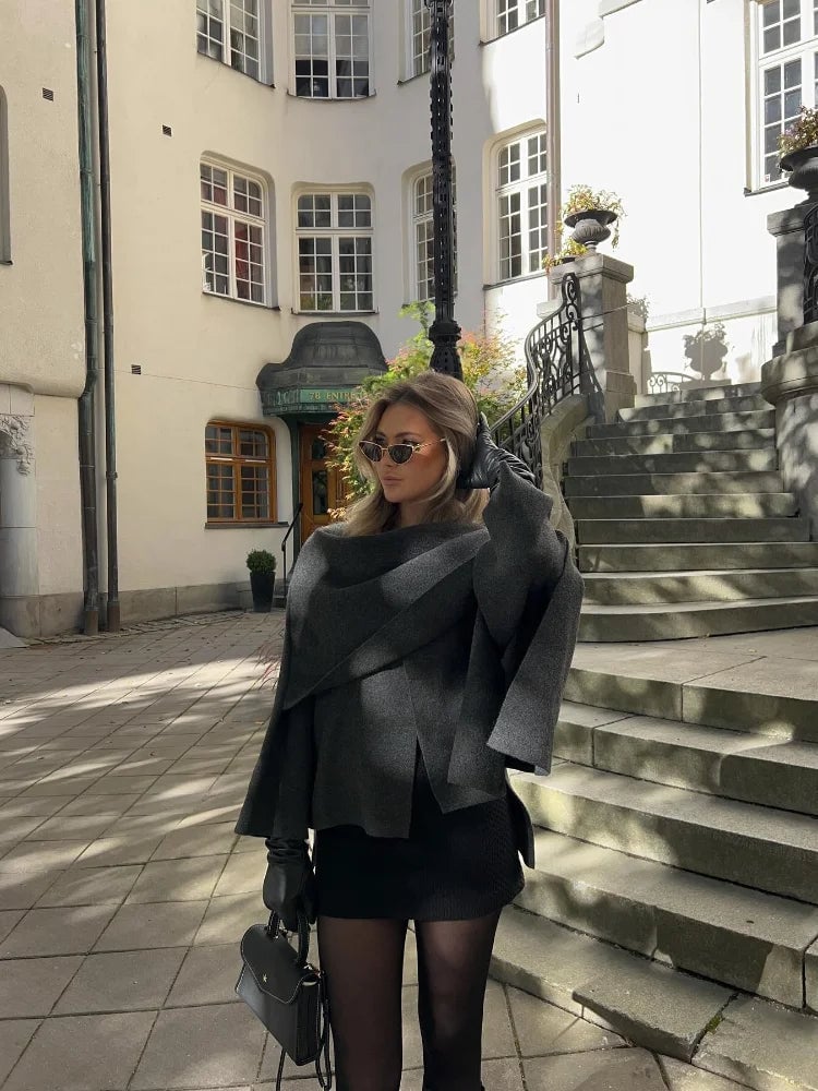 Victoria | Women's Oversized Winter Coat with Asymmetric Wrap