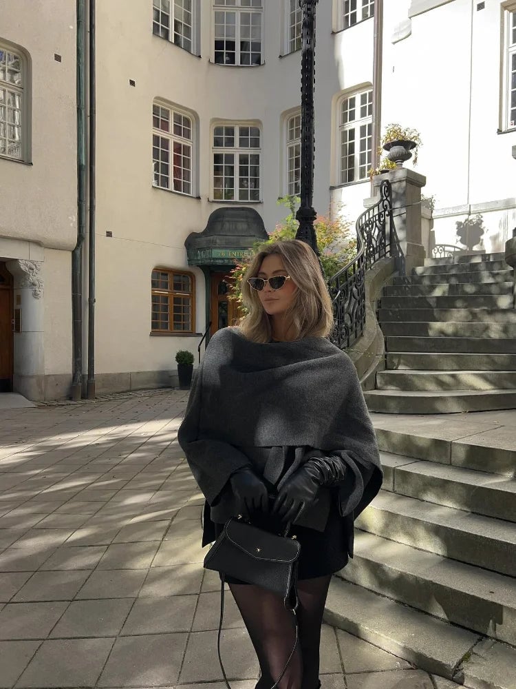 Victoria | Women's Oversized Winter Coat with Asymmetric Wrap