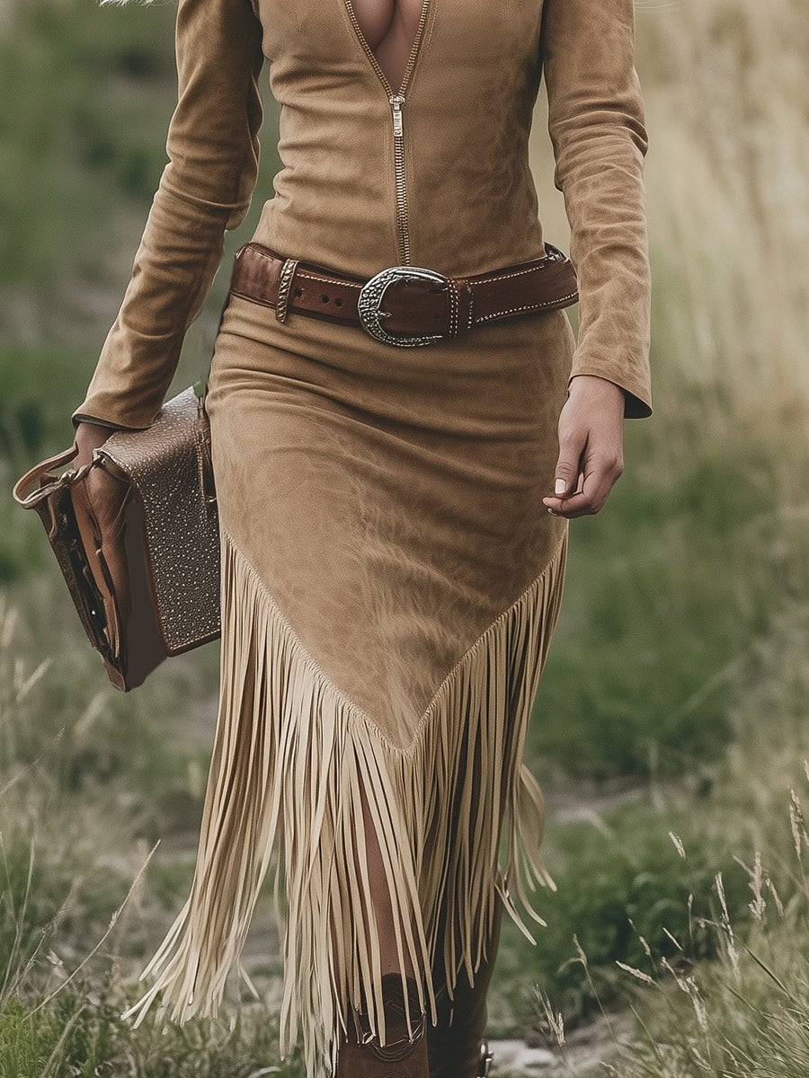 Freya | Women's Western Midi Long Sleeve Dress