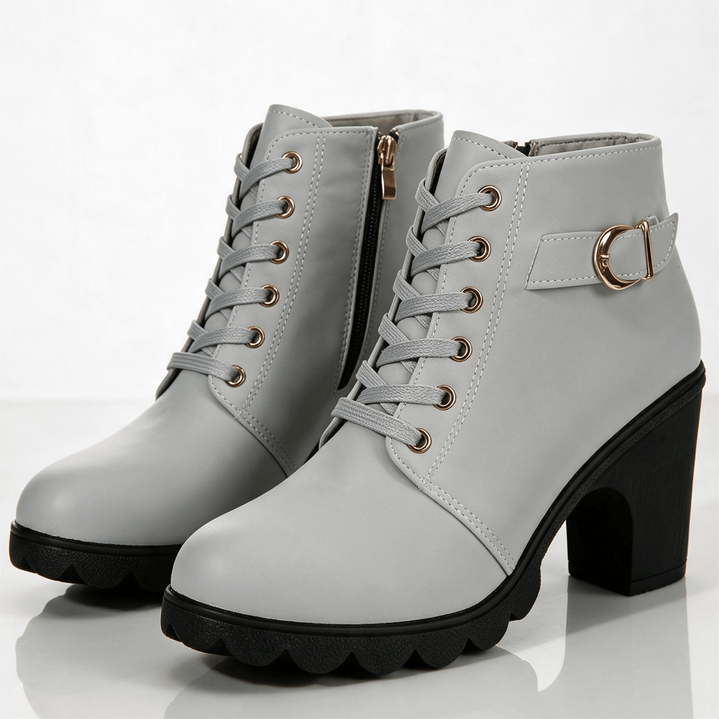 Natasha | Women's Lace-Up Block Heel Ankle Boots