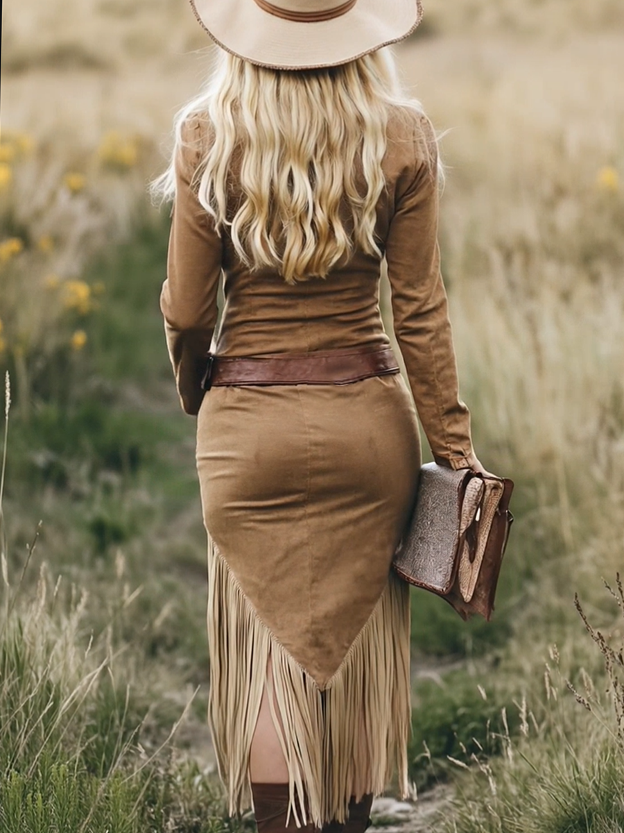 Freya | Women's Western Midi Long Sleeve Dress
