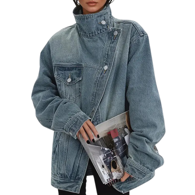 Skye | Women's Oversized Denim Jacket with High Collar