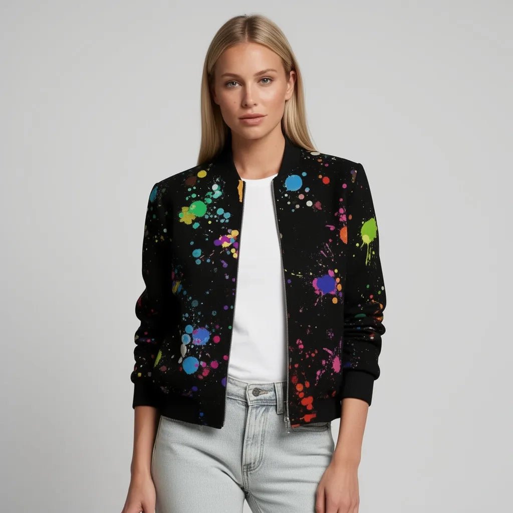 Isla | Women's Printed Zip-Up Bomber Jacket