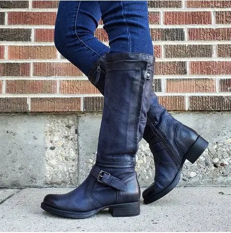 Joanne | Women's Buckled Knee High Riding Boots