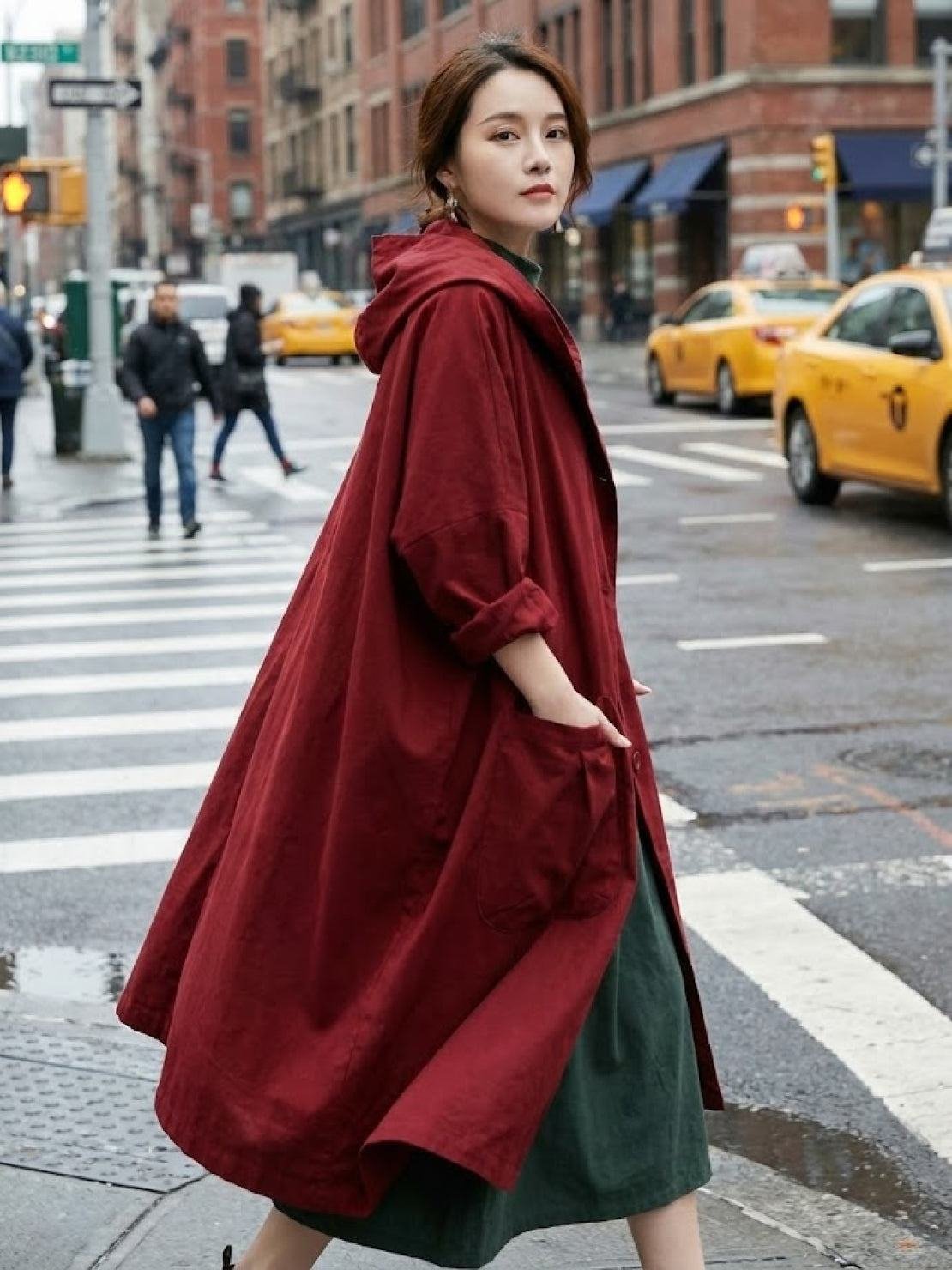 Emma | Women's Oversized Long Coat with Hood