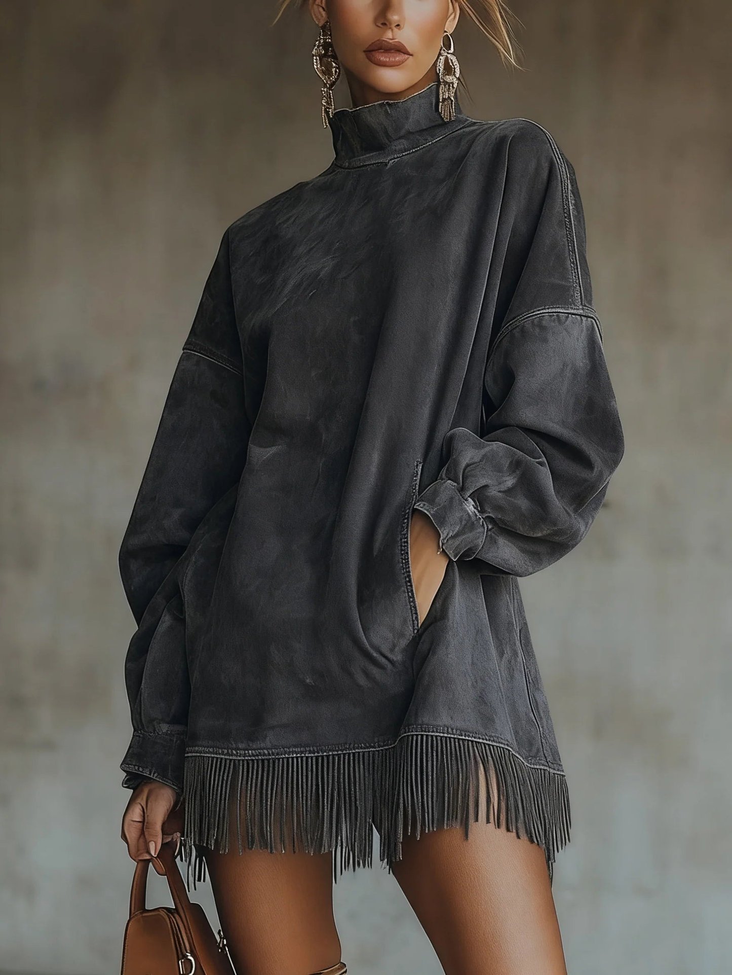 Jacqueline | Women's Oversized Long Sleeve Mini Dress
