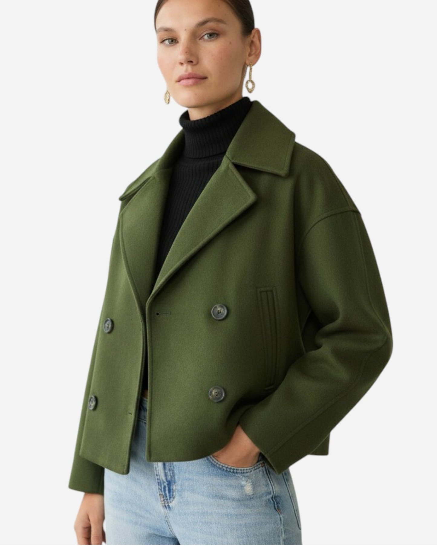 Amber | Women's Tailored Button-Front Pea Coat