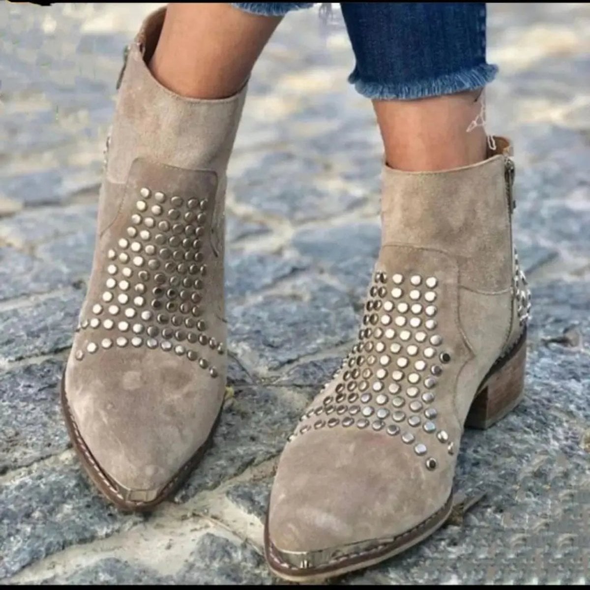 Poppy | Women's Studded Pointed Toe Ankle Boots
