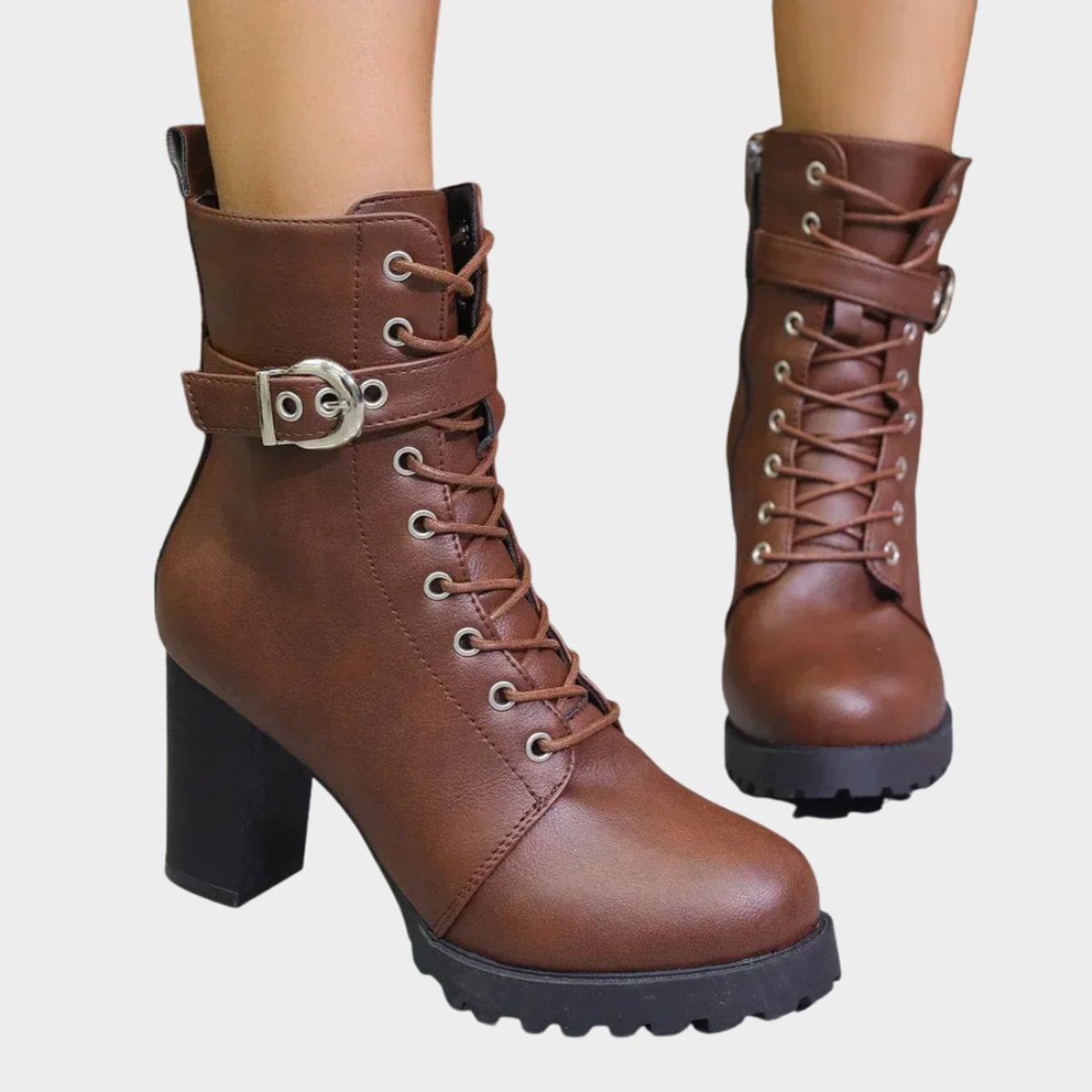 Fenella | Women's Lace-Up Heeled Combat Boots