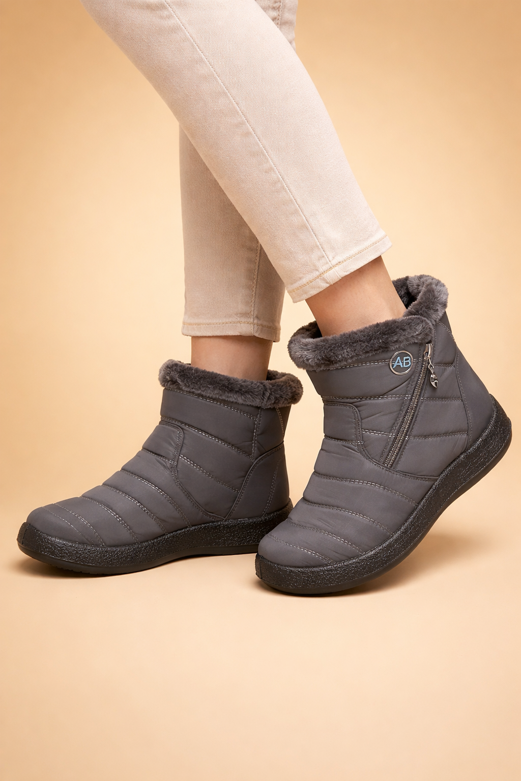 Caroline | Women's Quilted Fur-Lined Snow Boots